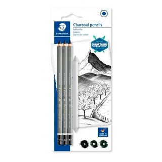 CONJUNTO LÁPIS STAEDTLER CHARCOAL + ESFUMINHO